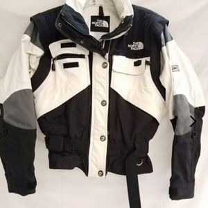 Vintage The North Face Extreme Gear Ski Snow Belted Jacket Black White 6